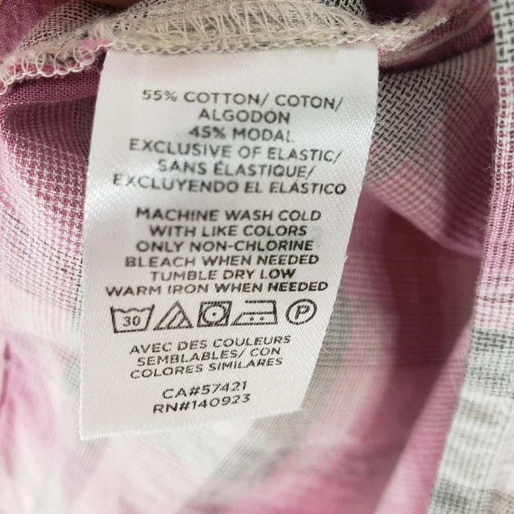 LOFT Plaid Smocked Button Down Shirt Womens Small Pink Long Sleeve Puff Shoulder